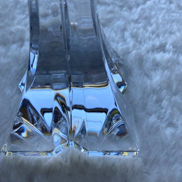 2 Pillar Clear Glass 24% Crystal Lead Candle Holders Slovenia 9" & 6" Tall - Picture 14 of 16